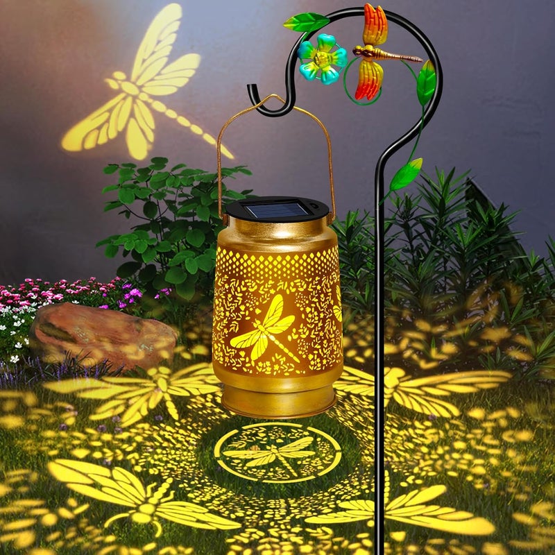 EDOF Christmas Gifts for Women,Dragonfly Solar Lanterns with Shepherd Hook Outdoor Waterproof Gifts for Women,Mom,Grandma,Hanging Metal Solar Garden Lights for Yard,Patio,Backyard,Porch - Image 1